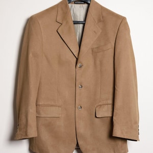 Vintage 80&#39;s Boulevard Club Men&#39;s 38R Tan Sport Coat Jacket Faux Suede