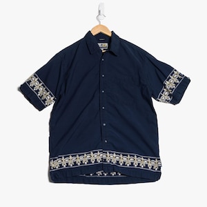 Vintage 90s Streetwear TXT Surf Men&#39;s Medium Button Up Shirt Navy