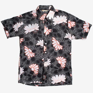Camisa hawaiana vintage de David Langman de los años 60 con botones grandes para hombre