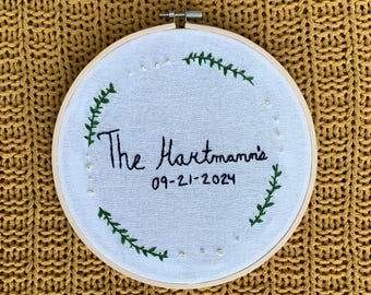 Hand Embroidered Family Name Sign