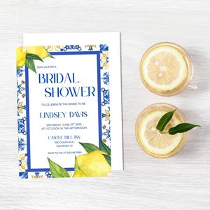 Citrus Bridal Shower Invitation Template | Italian Amalfi Lemon Theme - Editable Canva
