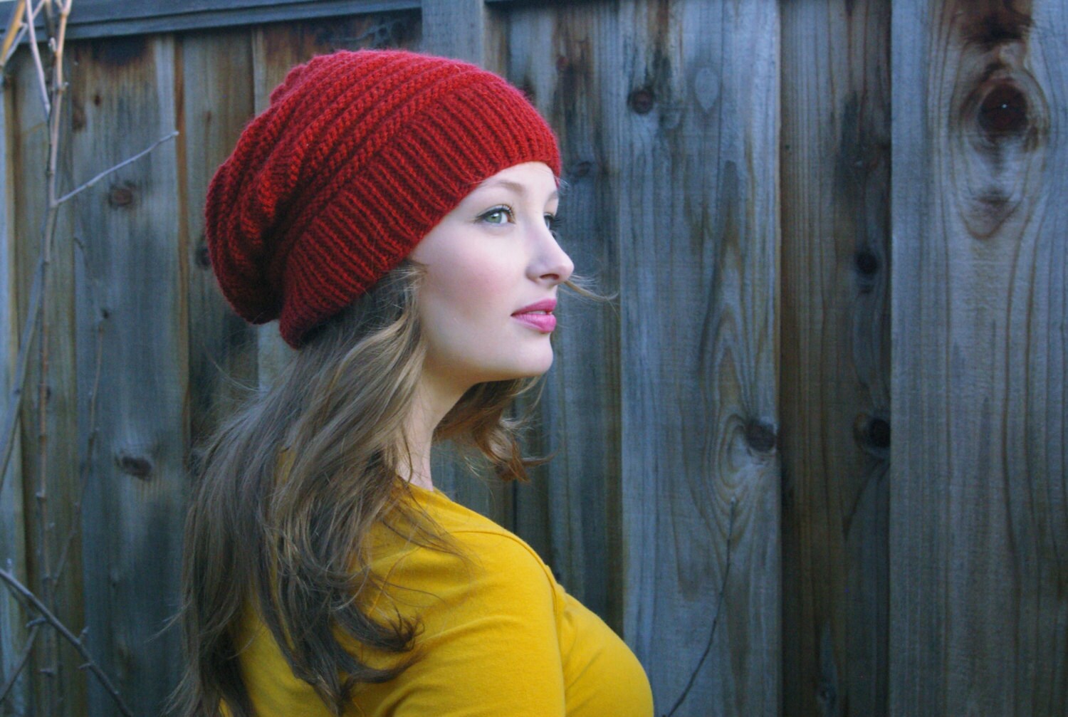 Anthropologie Women Red Knitted Winter Slouchy Washable Hiking Beanie Hat 8x9 in Travelwant Tough Headwear Slouchy Beanie Winter Hat for  main image 2