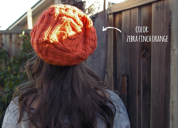 Burnt Orange Slouchy Knit Beanie. Handmade Knit Slouchy Hat  display picture 1