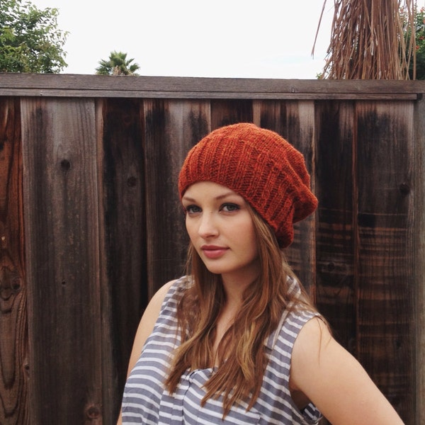 Fall Heathered Beanie // Slouchy Burnt Orange Hat // Fall Accessories // Burnt orange knit beanie