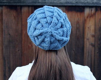 Textured Sky Blue Slouchy Beanie. Womens Winter Hat. Fall Accessories. Knit Hat. Knit Slouch Beanie. Slouchy Fall Hat. Christmas Gift