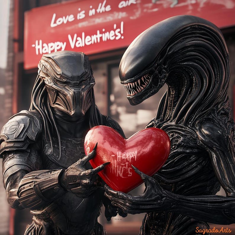 Alien Vs Predator Valentine PNG, Sci-fi Lovers Gift (digital Download ...