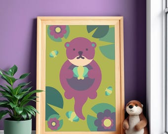 Colorful Otter Art Print | Playful Nursery & Kids Decor