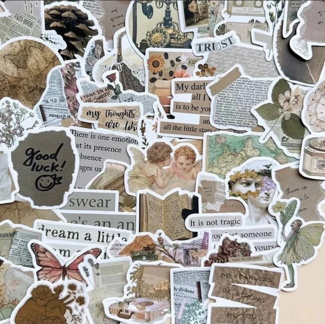 Boho Vintage Aesthetic Assorted Stickers | Vinyl Sticker Pack | Quote ...