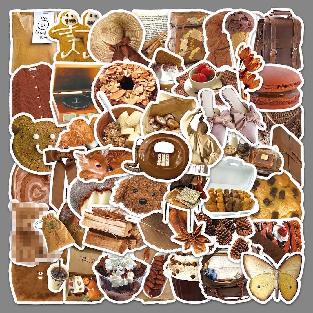 Trendy Brown Assorted Aesthetic Stickers | Vinyl Sticker Pack ...