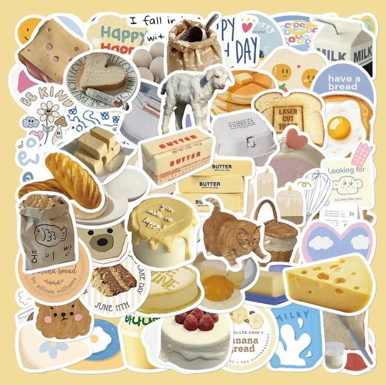 Yellow Sticker Eating Yellow Assorted Aesthetic Stickers | Vinyl Sticker Pack | Cute Stickers ...