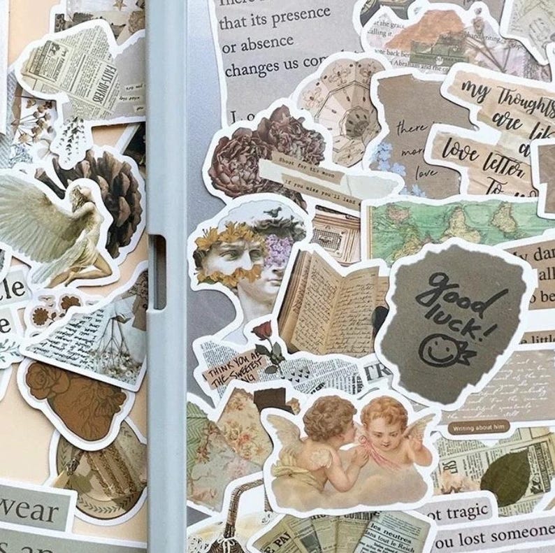 Boho Vintage Aesthetic Assorted Stickers | Vinyl Sticker Pack | Quote ...