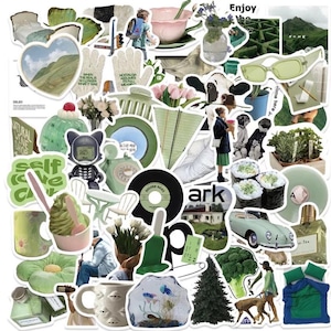 esthétiques assortis verts rétro | Pack d'autocollants en vinyle | Style de vie de l'an 2000