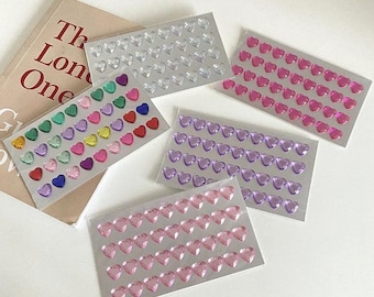 Holo Heart Stickers Sheet | Invitation Envelope Sealing | Holographic 3D Stickers