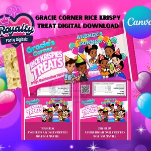 Gracie Corner Birthday Party Favor - Gracie Corner Digital Download - Gracie&#39;s Corner Party - Party Favor Label - Gracie Corner Rice Krispie