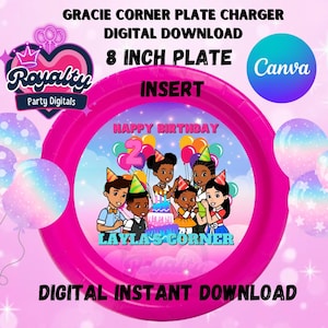 Gracie&#39;s Corner Birthday, Gracie&#39;s Corner Charger Plate Insert, Gracie&#39;s Corner Plate Insert, Gracie&#39;s Corner Party, Gracie&#39;s Corner