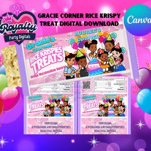 Gracie Corner Birthday Party Favor - Gracie Corner Digital Download - Gracie&#39;s Corner Party - Party Favor Label - Gracie Corner Rice Krispie