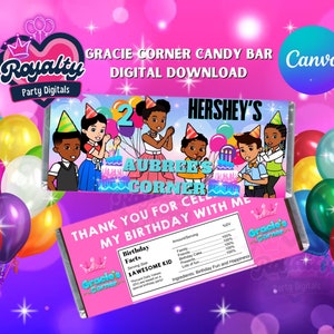 Gracie&#39;s Corner Birthday - Gracie&#39;s Corner Chocolate Bar- Gracie&#39;s Birthday Digital - Gracie&#39;s Corner Party - Printable Gracie Corner Party