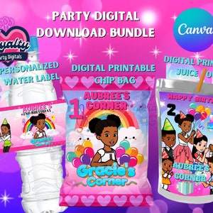 Gracies Corner Birthday, Gracies Corner party, Girls Birthday, digital download, Gracie Corner Favor Bundle