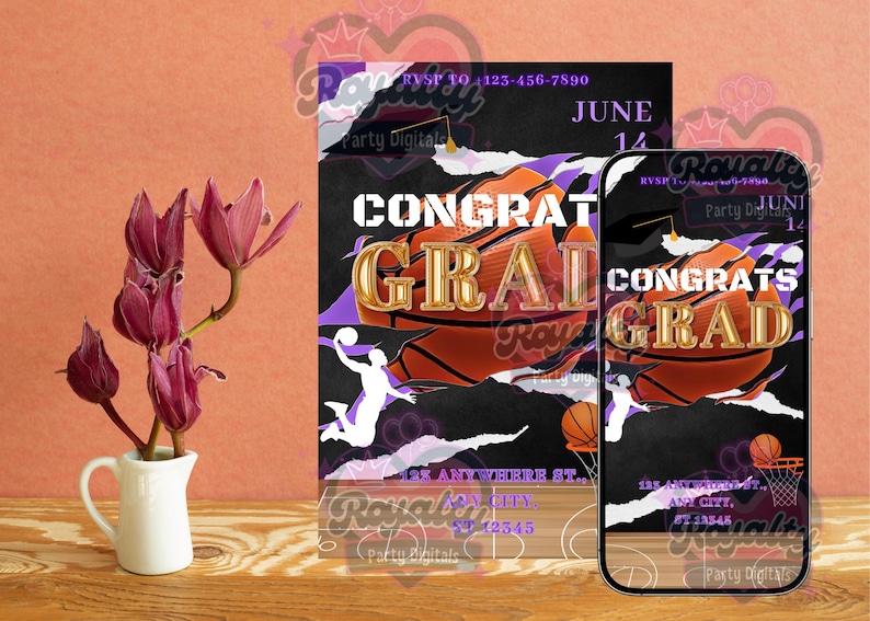 Basketball Graduation Party Invitation: Animated Class of 2025 Evite ...