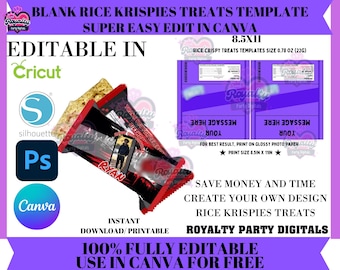 Blank Rice Krispies Treats Wrappers Template: Printable DIY Party Label (Editable in Canva)