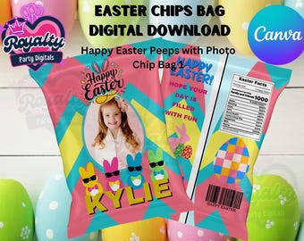 Easter Peeps Photo Chip Bag Template (Canva Editable)