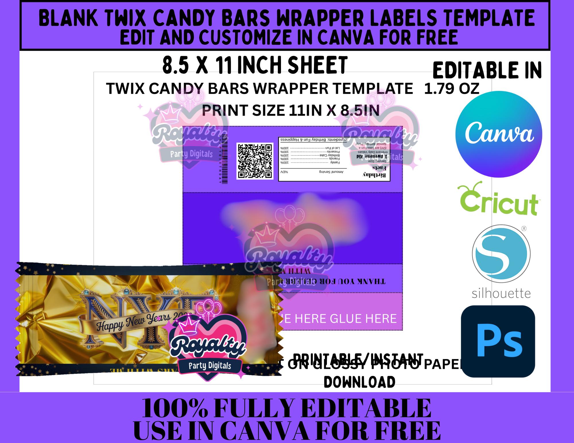 Blank Twix Candy Bars Wrapper Template: Printable DIY Party Label ...