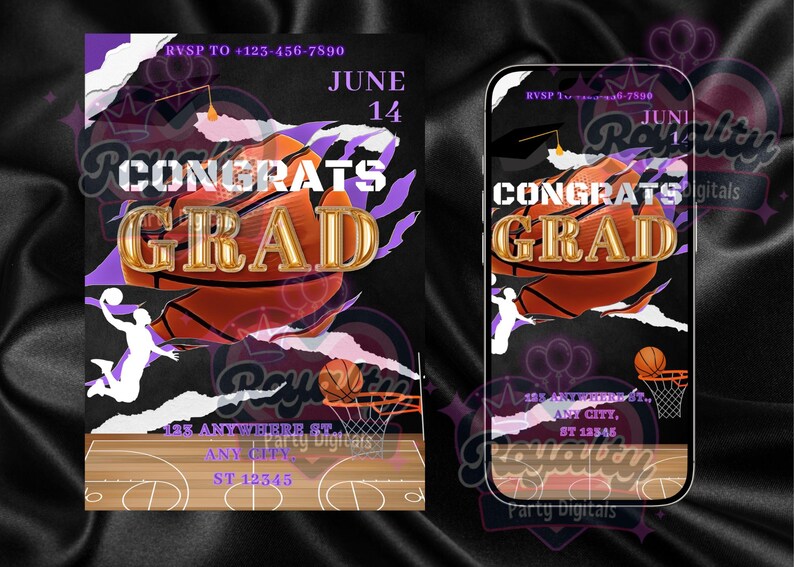 Basketball Graduation Party Invitation: Animated Class of 2025 Evite ...