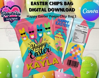 Easter Peeps Chip Bag: Party Favor Canva Template (Digital Download)