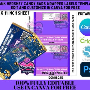 Blank Hershey Candy Bars Wrapper Template: Printable DIY Party Label (Editable in Canva)