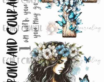 BE STRONG - Bible Journaling Printable, Faith Based Art Journaling Printable