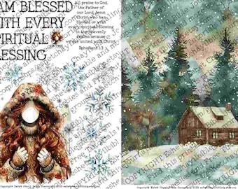 I am blessed with every spiritual blessing #17 - Bible Journaling Printable, Faith Based Art Journaling Printable
