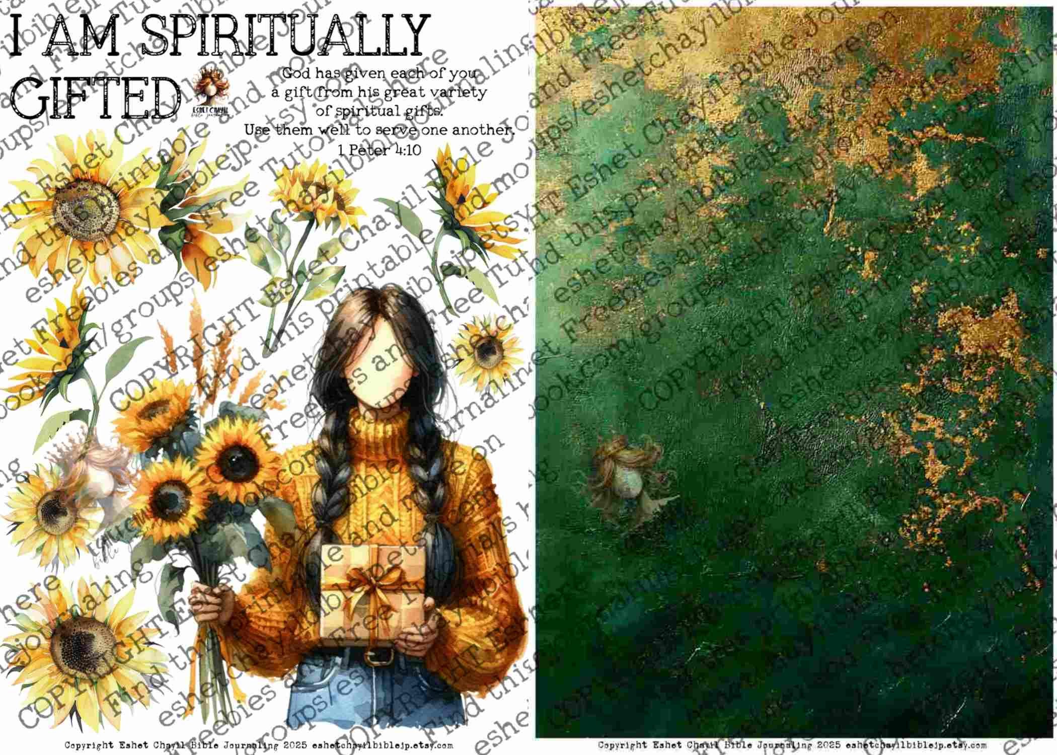 I am spiritually gifted #34 1 Peter 4:10 - Bible Journaling Printable, Faith Based Art Journaling Printable