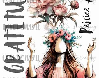 GRATITUDE - Bible Journaling Printable, Faith Based Art Journaling Printable