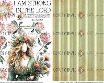 I am strong in the Lord - Bible Journaling Printable, Faith Based Art Journaling Printable