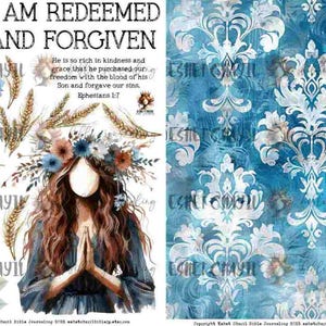 I am redeemed and forgiven - Bible Journaling Printable, Faith Based Art Journaling Printable