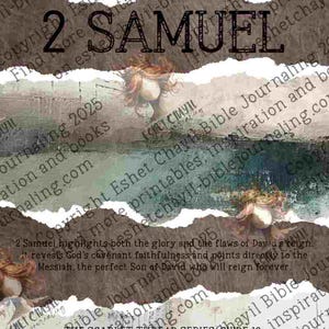 May include: A digital print featuring the text "2 Samuel" in a bold, black font, set against a torn paper background. The design includes artistic elements and text from "The Scarlet Thread Series".