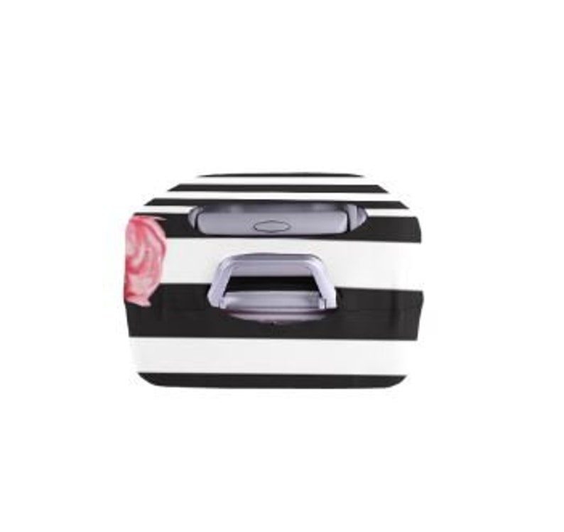 Luggage Cover, Carry On, Travel, Black and White Stripes & Floral Luggage Cover Small Fits 1821 Ready To Ship image 4