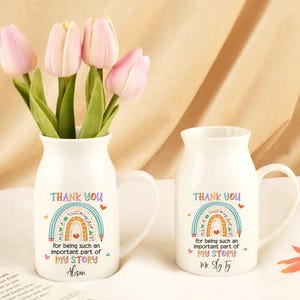 Personalized Teacher Vase, Custom Rainbow Ceramic Vase, Personalized Gift, Teacher&#39;s Day Thank You Gift, Leaving School Gift