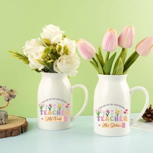 Customized Teacher Flower Vase, Personalized Ceramic Teacher Flower Vase, Personalized Gifts, Teacher&#39;s Day Thank You Gifts, Thank You Gifts