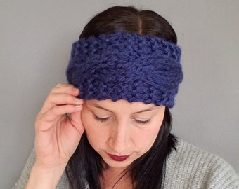 Blue Knit Headband Handmade Acrylic Headband Ear Warmer