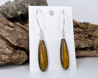 Balance - Tigers Eye and Argentium Silver Earrings