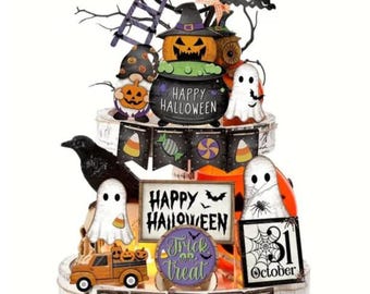 Mini Halloween Wood Sign Set | Tiered Tray Decor