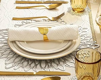 12 manteles individuales de vinilo con diseño de hojas redondas, duraderos y decorativos para bodas, Navidad, Acción de Gracias, eventos al aire libre y decoración de mesas.