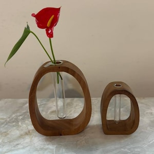 Modern Wooden Vase,  Wooden Test Tube Vase, Unique Floral Display,  Minimalist Vase, Rustic Home Decor, Housewarming Gift