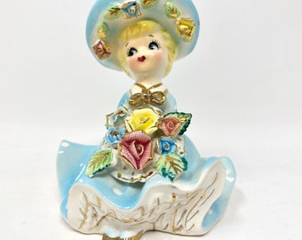 Vintage Flower Girl Figurine, Ceramic Figure, Gift for Friend