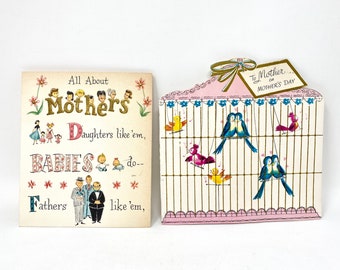 Vintage Mother's Day Cards,  Greeting Cards for Mom, Bluebirds in Birdcage