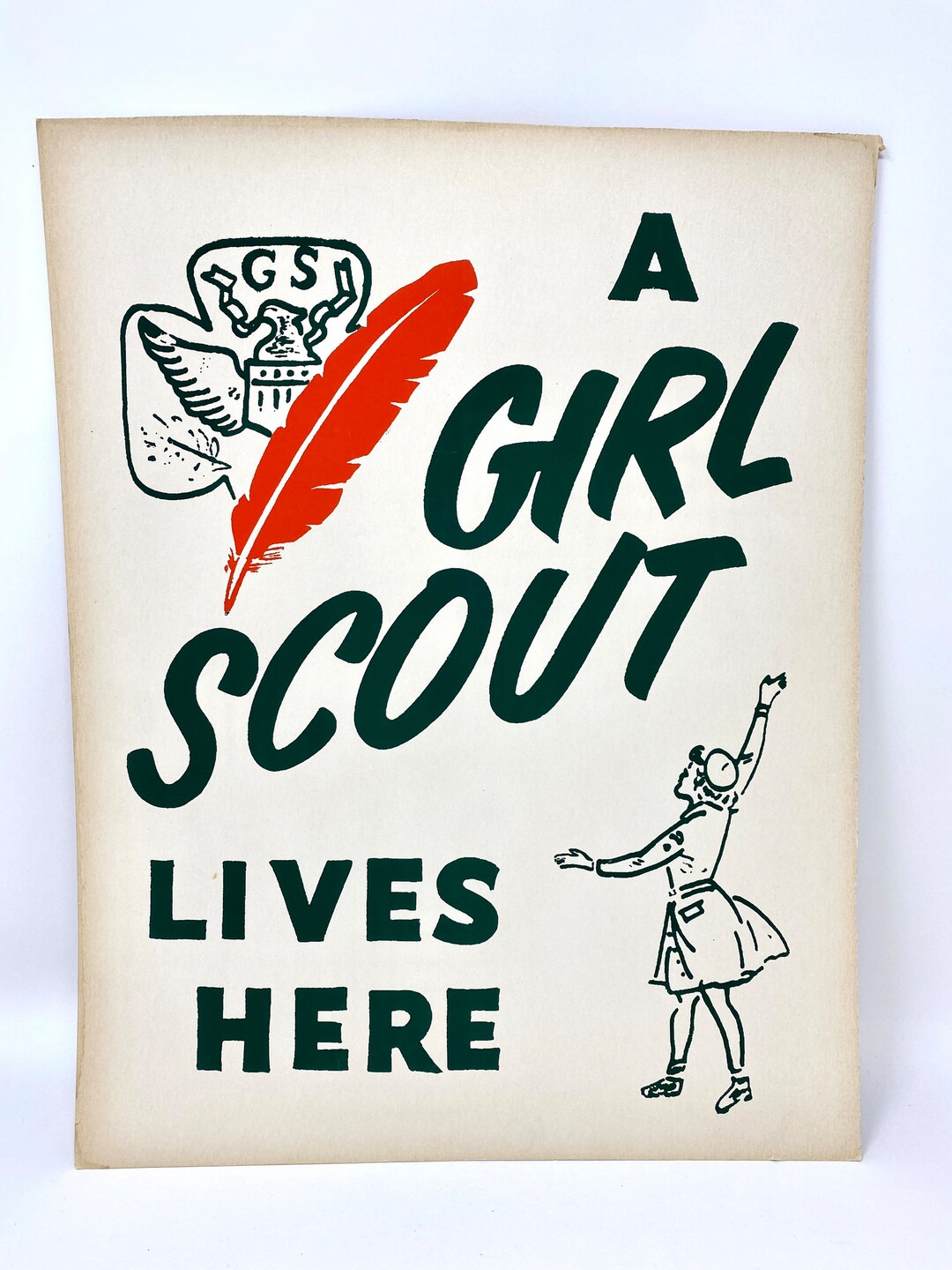 Vintage Sign Girl Scout Lives Here Wall Art Poster Etsy