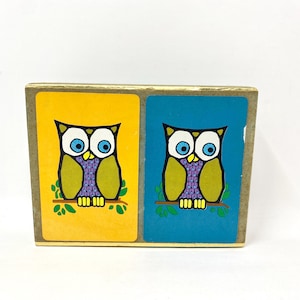 Vintage speelkaarten, Groovy Owls, COMPLETE kaartspellen, NOS New Old Stock