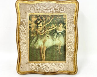 Vintage Florentine Jewelry Box, Italian Gilded Wooden Box, Degas Ballet Dancers