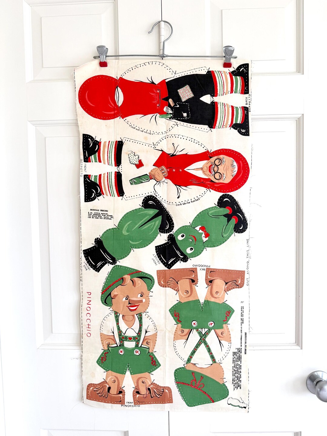 Pattern For Pinocchio Overalls Vintage Pinocchio Doll Pattern, Cut Out and Sew Fabric, Geppetto ...